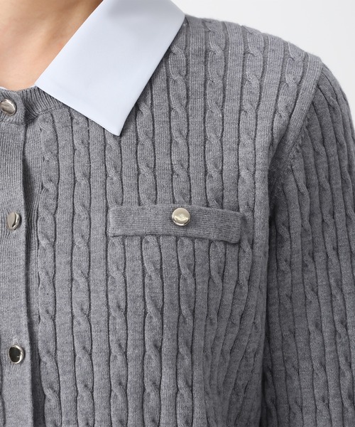 31 Sons de mode（トランテアン　ソン　ドゥ　モード）の「2025秋冬新作 襟付きケーブルカーディガン（カーディガン/ボレロ・レディース・ブラック/グレー/イエロー・ﾌﾘ-）」の14枚目の写真