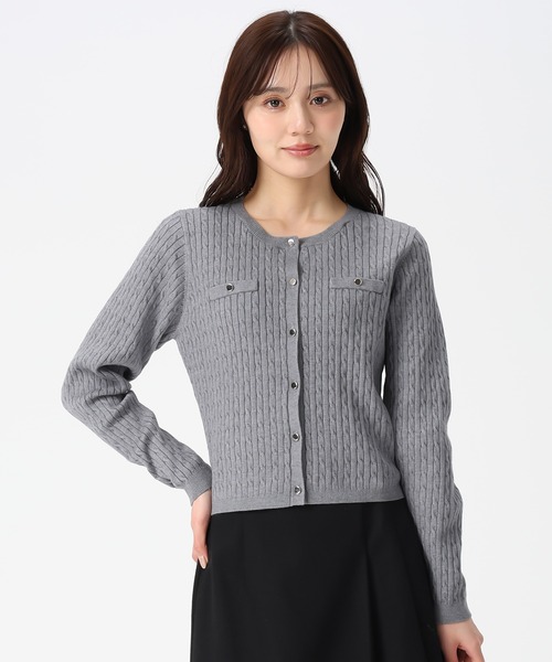 31 Sons de mode（トランテアン　ソン　ドゥ　モード）の「2025秋冬新作 襟付きケーブルカーディガン（カーディガン/ボレロ・レディース・ブラック/グレー/イエロー・ﾌﾘ-）」の18枚目の写真