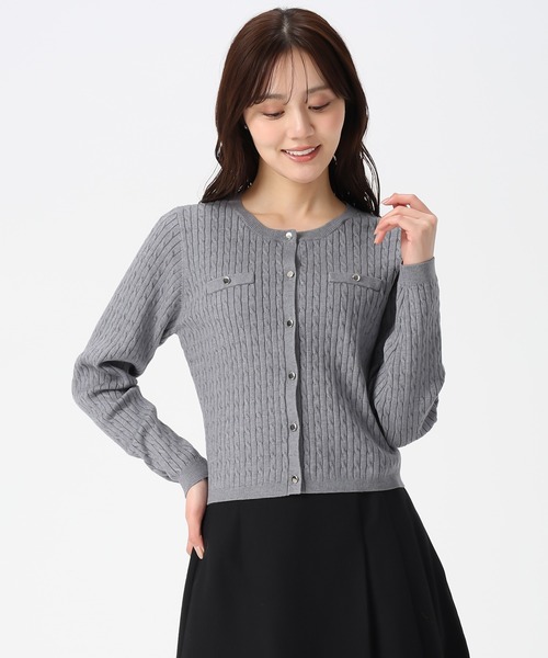 31 Sons de mode（トランテアン　ソン　ドゥ　モード）の「2025秋冬新作 襟付きケーブルカーディガン（カーディガン/ボレロ・レディース・ブラック/グレー/イエロー・ﾌﾘ-）」の19枚目の写真