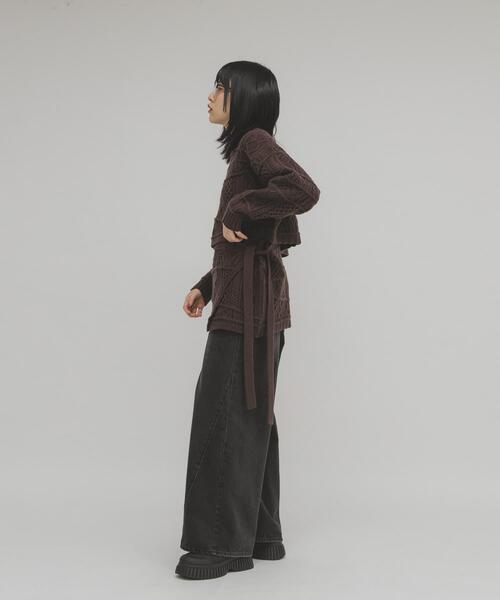 KBF（ケイビーエフ）の「MIXケーブルラップスカート（スカート・レディース・ブラウン/ベージュ/グレー・ONE）」の8枚目の写真