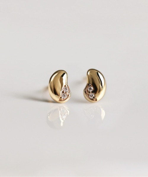 ダイヤモンド ビーンズ ピアス | K10YG（ピアス（両耳用））｜cui-cui 