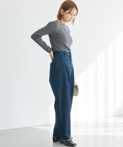 LAVEANGE（ラビアンジェ）の「タックテーパードデニム（デニムパンツ・レディース・ブラック/ネイビー・M/LL/3L/4L/5L）」の20枚目の写真