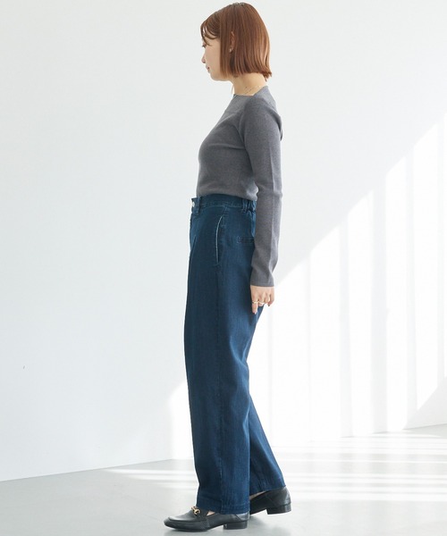 LAVEANGE（ラビアンジェ）の「タックテーパードデニム（デニムパンツ・レディース・ブラック/ネイビー・M/LL/3L/4L/5L）」の21枚目の写真