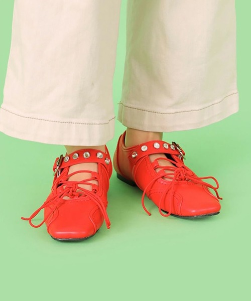 Casselini（キャセリーニ）の「【Casselini】レースアップスニーカー 254-110303（スニーカー・レディース・ブラック/レッド・24.5cm/24cm/23.5cm/23cm）」の5枚目の写真