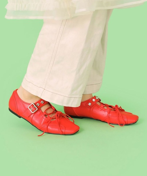 Casselini（キャセリーニ）の「【Casselini】レースアップスニーカー 254-110303（スニーカー・レディース・ブラック/レッド・24.5cm/24cm/23.5cm/23cm）」の6枚目の写真