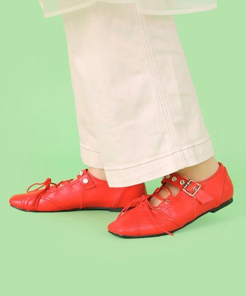 Casselini（キャセリーニ）の「【Casselini】レースアップスニーカー 254-110303（スニーカー・レディース・ブラック/レッド・24.5cm/24cm/23.5cm/23cm）」の8枚目の写真