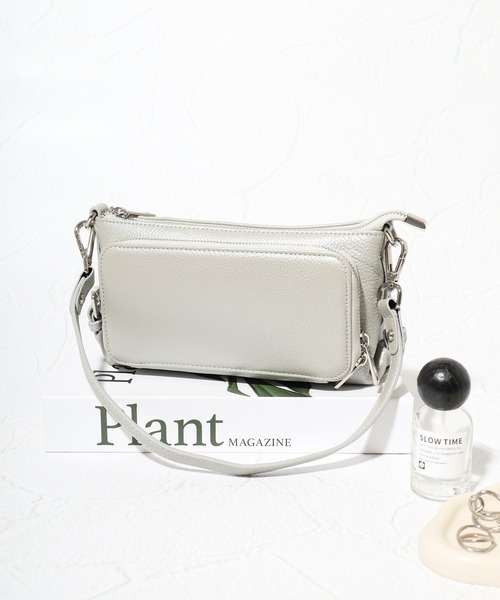 本革 財布一体型デザイン ショルダーバッグ