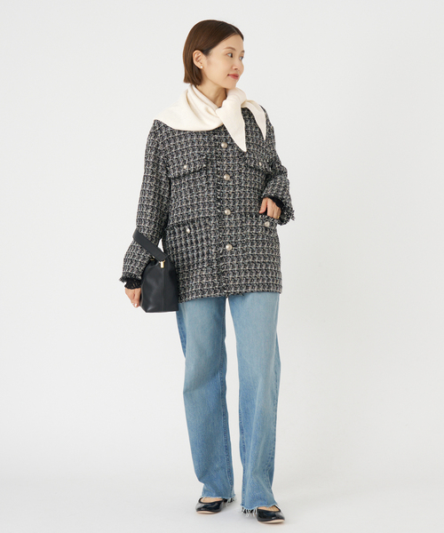 IENA（イエナ）の「《追加》ニットバンダナ（バンダナ/スカーフ・レディース・グレー/アイボリー・FREE）」の3枚目の写真