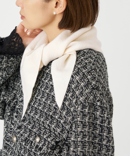 IENA（イエナ）の「《追加》ニットバンダナ（バンダナ/スカーフ・レディース・グレー/アイボリー・FREE）」の7枚目の写真