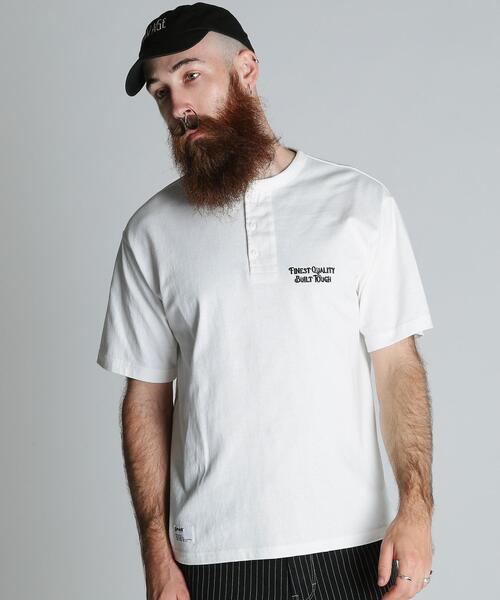 Schott（ショット）の「Schott/ショット/FINEST QUALITY BUILT TOUGH EMB. HENLEY T-SHIRT/刺繍 ヘンリー Tシャツ（Tシャツ/カットソー・メンズ・チャコールグレー/ホワイト/ネイビー・2XL/XL/L/M）」の2枚目の写真