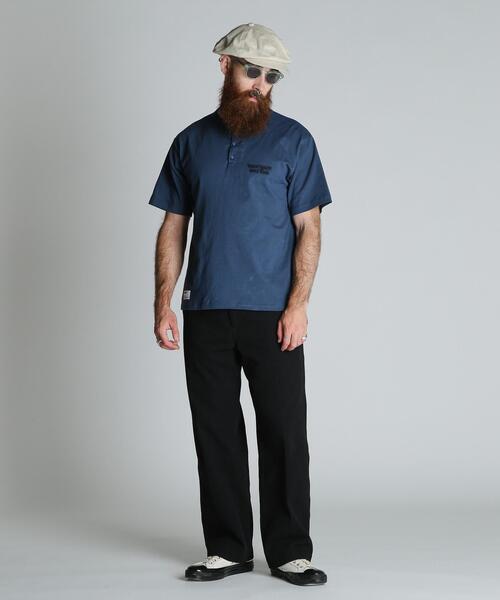 Schott（ショット）の「Schott/ショット/FINEST QUALITY BUILT TOUGH EMB. HENLEY T-SHIRT/刺繍 ヘンリー Tシャツ（Tシャツ/カットソー・メンズ・チャコールグレー/ホワイト/ネイビー・2XL/XL/L/M）」の8枚目の写真