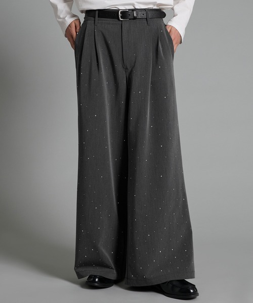 VELNUS(ベルナス)の「【VELNUS】Rhinestone 2-tuck wide slacks /ラインストーン2タックワイドスラックス(スラックス・メンズ・ブラック/チャコールグレー・L/M/S)」の10枚目の写真