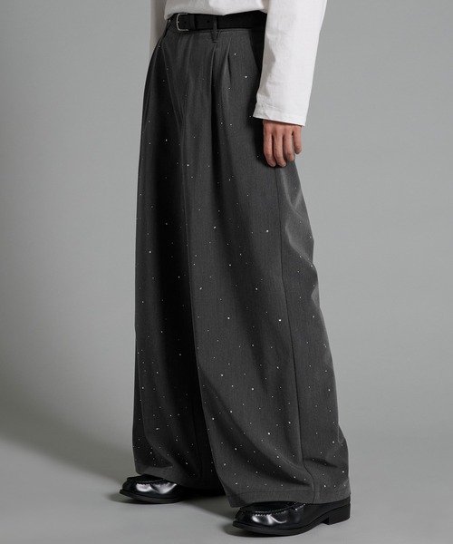 VELNUS(ベルナス)の「【VELNUS】Rhinestone 2-tuck wide slacks /ラインストーン2タックワイドスラックス(スラックス・メンズ・ブラック/チャコールグレー・L/M/S)」の5枚目の写真