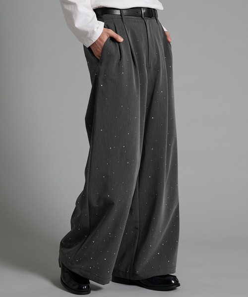 VELNUS(ベルナス)の「【VELNUS】Rhinestone 2-tuck wide slacks /ラインストーン2タックワイドスラックス(スラックス・メンズ・ブラック/チャコールグレー・L/M/S)」の7枚目の写真