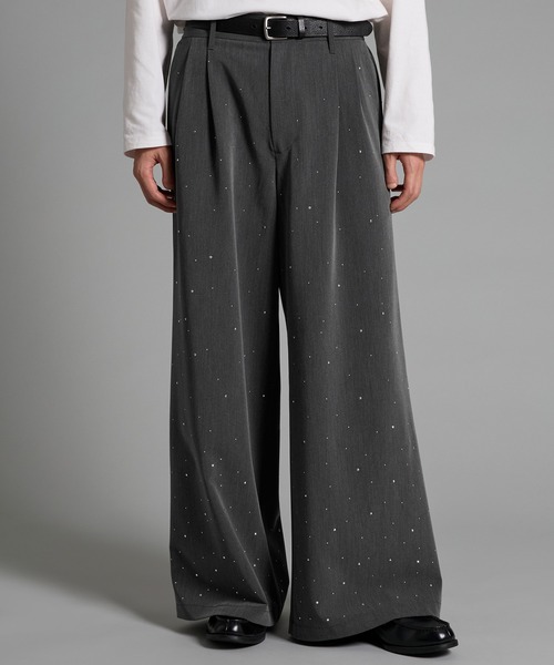 VELNUS(ベルナス)の「【VELNUS】Rhinestone 2-tuck wide slacks /ラインストーン2タックワイドスラックス(スラックス・メンズ・ブラック/チャコールグレー・L/M/S)」の9枚目の写真