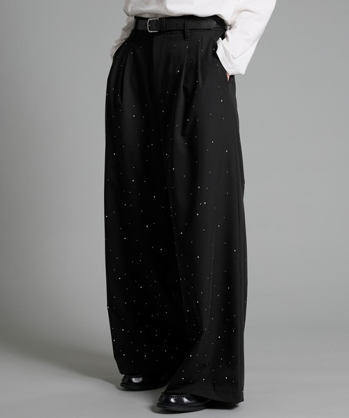 VELNUS(ベルナス)の「【VELNUS】Rhinestone 2-tuck wide slacks /ラインストーン2タックワイドスラックス(スラックス・メンズ・ブラック/チャコールグレー・L/M/S)」の18枚目の写真
