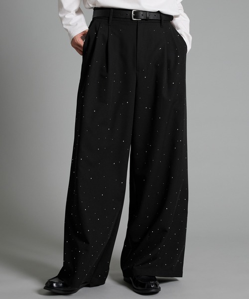 VELNUS(ベルナス)の「【VELNUS】Rhinestone 2-tuck wide slacks /ラインストーン2タックワイドスラックス(スラックス・メンズ・ブラック/チャコールグレー・L/M/S)」の16枚目の写真
