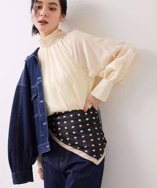 VIS（ビス）の「ドット柄スカーフ 70×70cm（バンダナ/スカーフ・レディース・ホワイト系その他/ブラック系その他・FREE）」の8枚目の写真