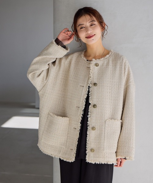 ドルマンツイードジャケット《オケージョン2026SS》（ノーカラー