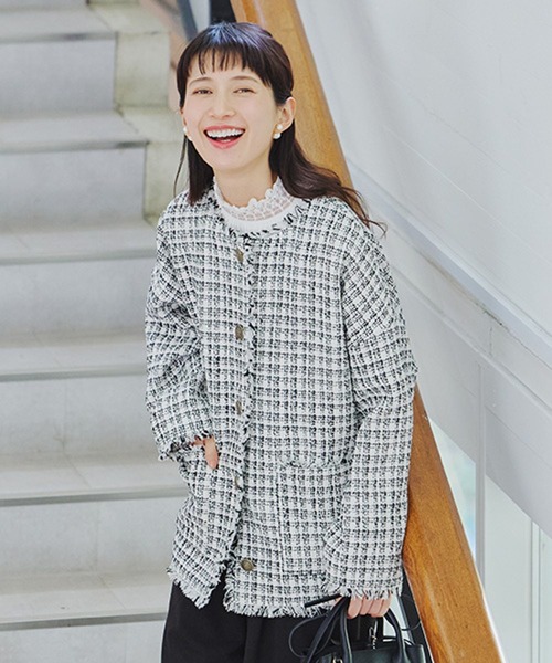 極美品ジャーナルスタンダード　2万ツイードフリンジ　ジャケット　ウール　ゆったり ビンテージ70'S〜 USA製 ハリスツイード Stanley Blacker 2Bテーラード