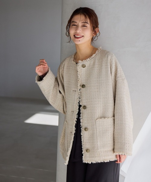 studio CLIP（スタディオクリップ）の「ドルマンツイードジャケット