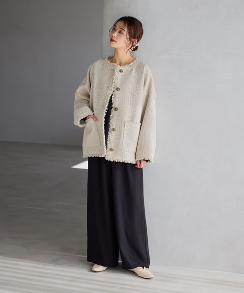 ドルマンツイードジャケット《オケージョン2026SS》（ノーカラー