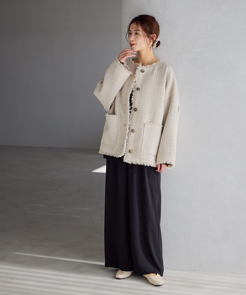 tocoさま　ジャーナルスタンダード ノーカラーツイードジャケット cd011-67272-01b.jpg?basethum=225