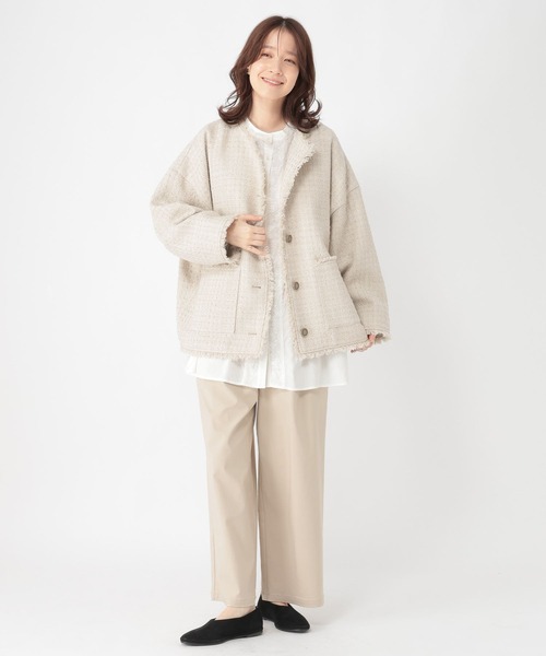 ドルマンツイードジャケット《オケージョン2026SS》（ノーカラー