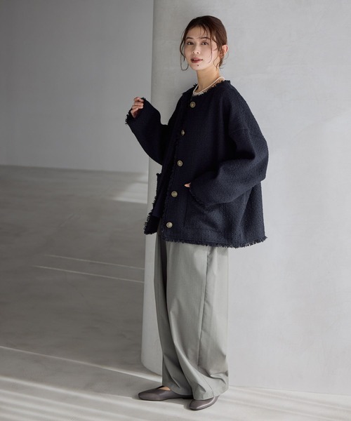 ドルマンツイードジャケット《オケージョン2026SS》（ノーカラー