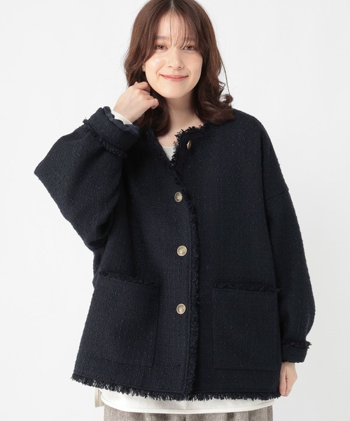 ドルマンツイードジャケット《オケージョン2026SS》（ノーカラー