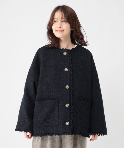 ドルマンツイードジャケット《オケージョン2026SS》（ノーカラー