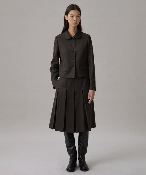 TTUDEMENT(トュードメント)の「BOX PLEATS MIDI SKIRT_BROWN(スカート・レディース・その他・L/M/S)」の4枚目の写真