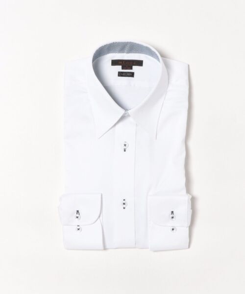 m.f.editorial(エムエフエディトリアル)の「ワイシャツ メンズ ストレッチ イージーアイロン 綿混 レギュラーカラー 長袖 ビジネス ドレス NEWスタンダードフィット(ビジネスシャツ・メンズ・ホワイト・首回り43cm-裄丈86cm/首回り45cm-裄丈86cm/首回り37cm-裄丈80cm/首回り39cm-裄丈80cm/首回り39cm-裄丈84cm/首回り41cm-裄丈82cm/首回り41cm-裄丈86cm/首回り43cm-裄丈82cm)」の4枚目の写真