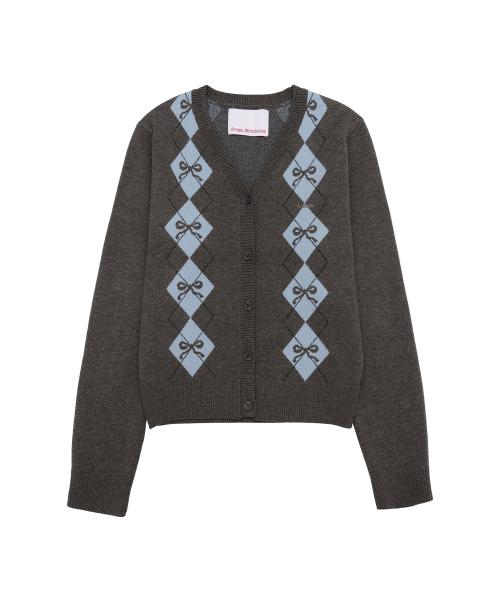 AMESWORLDWIDE（アメスワールドワイド）の「CROP V NECK ARGYLE CARDIGAN CHARCOAL（カーディガン/ボレロ・レディース・その他・FREE）」の11枚目の写真