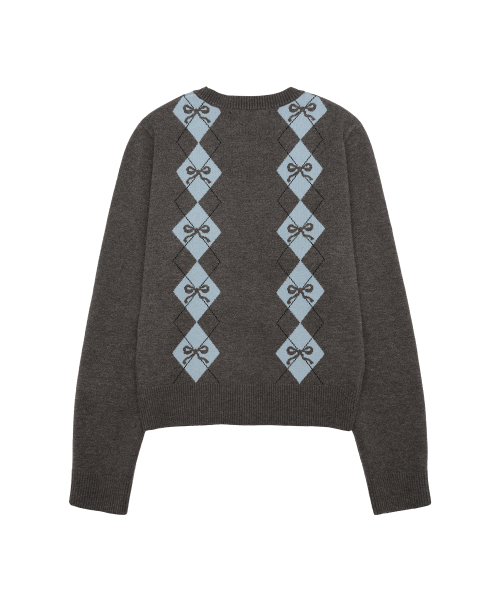 AMESWORLDWIDE（アメスワールドワイド）の「CROP V NECK ARGYLE CARDIGAN CHARCOAL（カーディガン/ボレロ・レディース・その他・FREE）」の12枚目の写真