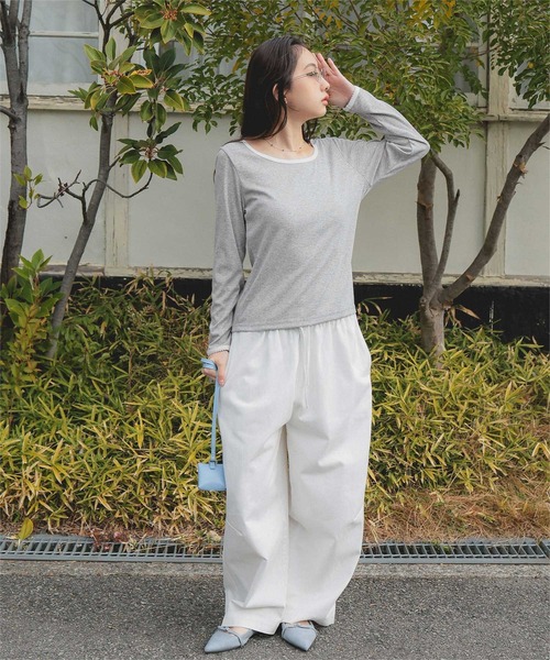 miette(ミエット)の「ピコ刺繍アイレットジャガードトップス(Tシャツ/カットソー・レディース・ネイビー/レッド/グレー/オフホワイト/ライトブルー・S/M/L)」の11枚目の写真