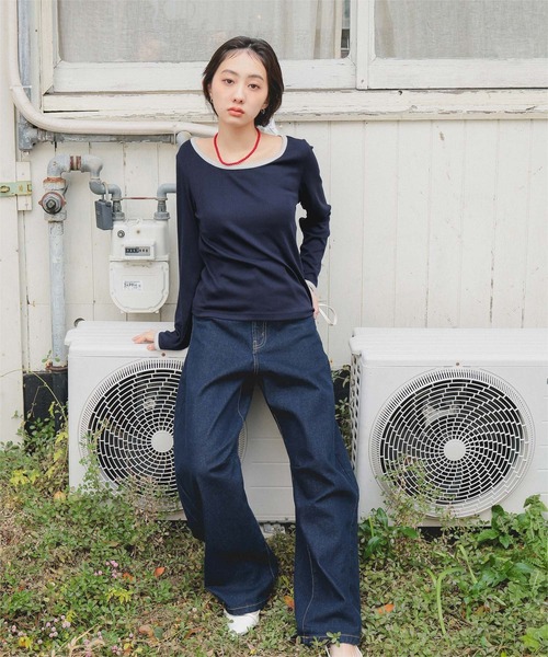 miette(ミエット)の「ピコ刺繍アイレットジャガードトップス(Tシャツ/カットソー・レディース・ネイビー/レッド/グレー/オフホワイト/ライトブルー・S/M/L)」の22枚目の写真