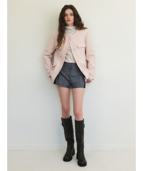 ETMON(エトモン)の「Cut-Off Pocket Tweed Jacket, Light Pink(その他アウター・レディース・その他・FREE)」の4枚目の写真