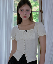 ROSEFRANTZ（ロゼフランツ）の「Puff Shirring Ribbon T-shirt [Cream]（Tシャツ/カットソー）」