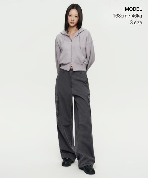 MUSINSA STANDARD WOMAN（ムシンサスタンダードウーマン）の「ウィメンズボリュームクロップフードパーカー[パープルグレー]（パーカー・レディース・その他・LARGE/SMALL/MEDIUM/X-SMALL）」の2枚目の写真
