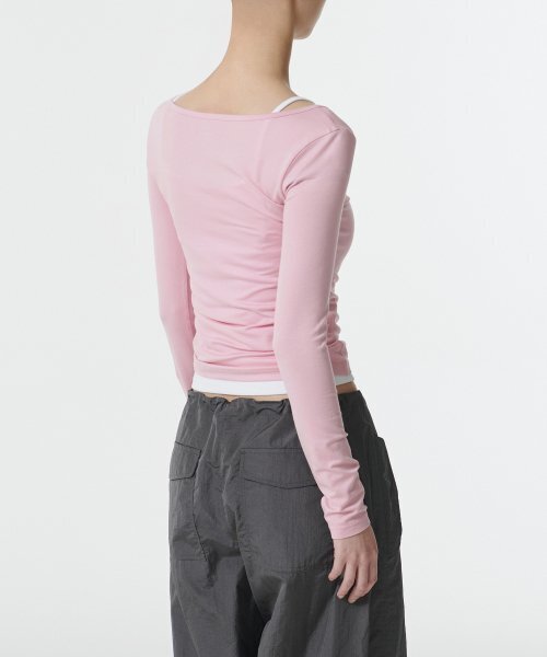 MUSINSA STANDARD WOMAN（ムシンサスタンダードウーマン）の「ウィメンズテンセルスリムバレリーナ長袖Tシャツ[ペールピンク]（Tシャツ/カットソー・レディース・その他・LARGE/MEDIUM/SMALL/X-SMALL）」の6枚目の写真