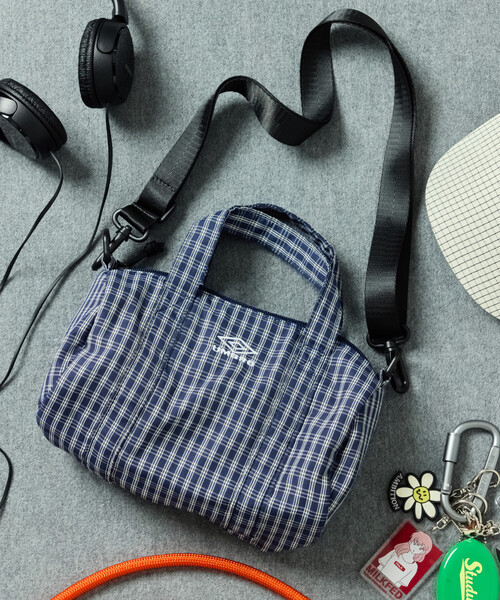 UMBRO(アンブロ)の「UMBRO/アンブロ SP BOSTON MINI BAG/別注 チェック&ストライプ ミニボストンバッグ(ショルダーバッグ・メンズ・ホワイト/ブラック/ネイビー/ブルー/グリーン・ONE SIZE)」の13枚目の写真