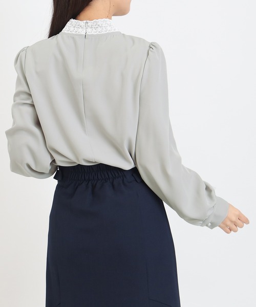 ASTORIA ODIER（アストリアオディール）の「レースリボンタイブラウス（シャツ/ブラウス・レディース・ピンクベージュ/ミント/ホワイト/グレイッシュブルー・MEDIUM）」の21枚目の写真