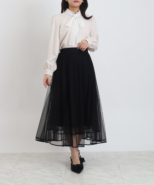 ASTORIA ODIER（アストリアオディール）の「レースリボンタイブラウス（シャツ/ブラウス・レディース・ピンクベージュ/ミント/ホワイト/グレイッシュブルー・MEDIUM）」の5枚目の写真