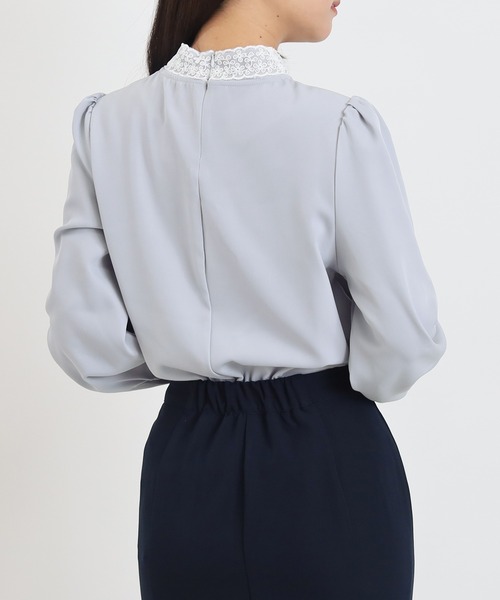 ASTORIA ODIER（アストリアオディール）の「レースリボンタイブラウス（シャツ/ブラウス・レディース・ピンクベージュ/ミント/ホワイト/グレイッシュブルー・MEDIUM）」の8枚目の写真