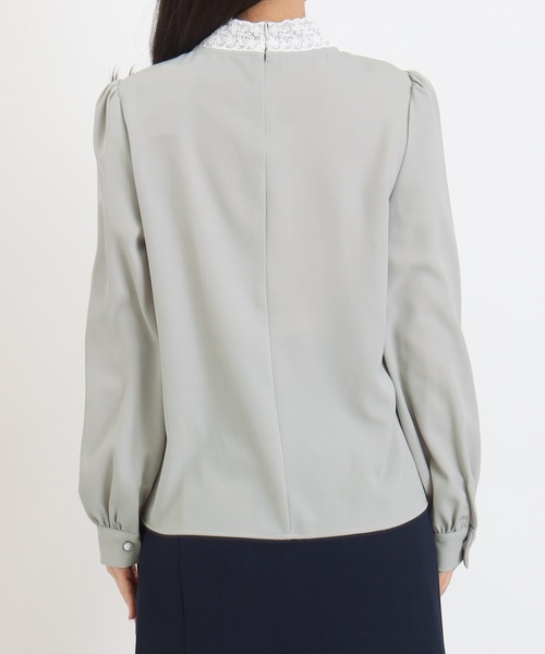 ASTORIA ODIER（アストリアオディール）の「レースリボンタイブラウス（シャツ/ブラウス・レディース・ピンクベージュ/ミント/ホワイト/グレイッシュブルー・MEDIUM）」の12枚目の写真