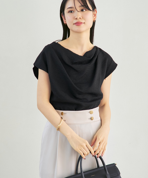 Noble（ノーブル）の「【洗える】ファジーリネンタックショルダーブラウス（シャツ/ブラウス・レディース・ホワイト/ライトグリーン/ベージュ/ブラック・FREE）」の10枚目の写真