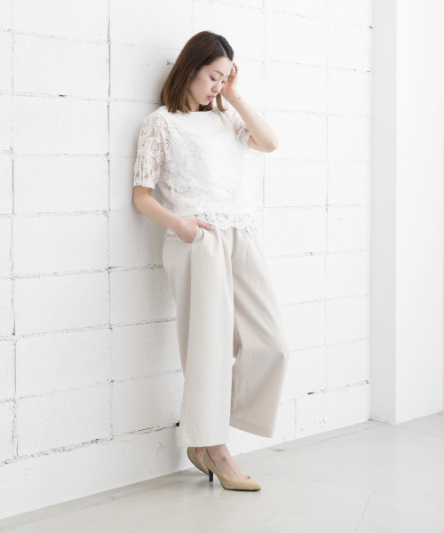 actuel(アクチュエル)の「トロミストレッチガウチョパンツ(その他パンツ・レディース・ライトベージュ/ブラック/オフホワイト・FREE)」の2枚目の写真