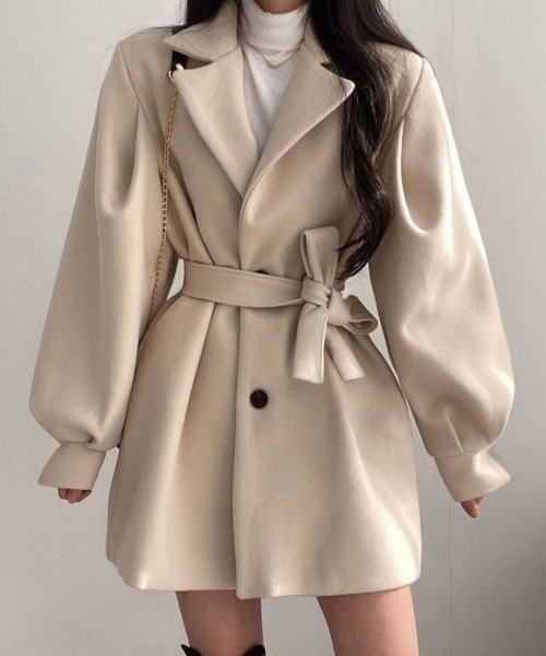 Miniministore（ミニミニストア）の「ミドル丈チェスターコートミディアムコート（チェスターコート・レディース・ブラック/ベージュ・FREE）」の2枚目の写真