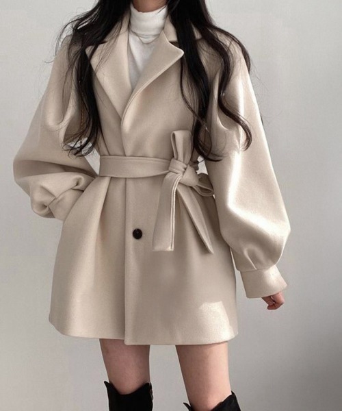 Miniministore（ミニミニストア）の「ミドル丈チェスターコートミディアムコート（チェスターコート・レディース・ブラック/ベージュ・FREE）」の4枚目の写真